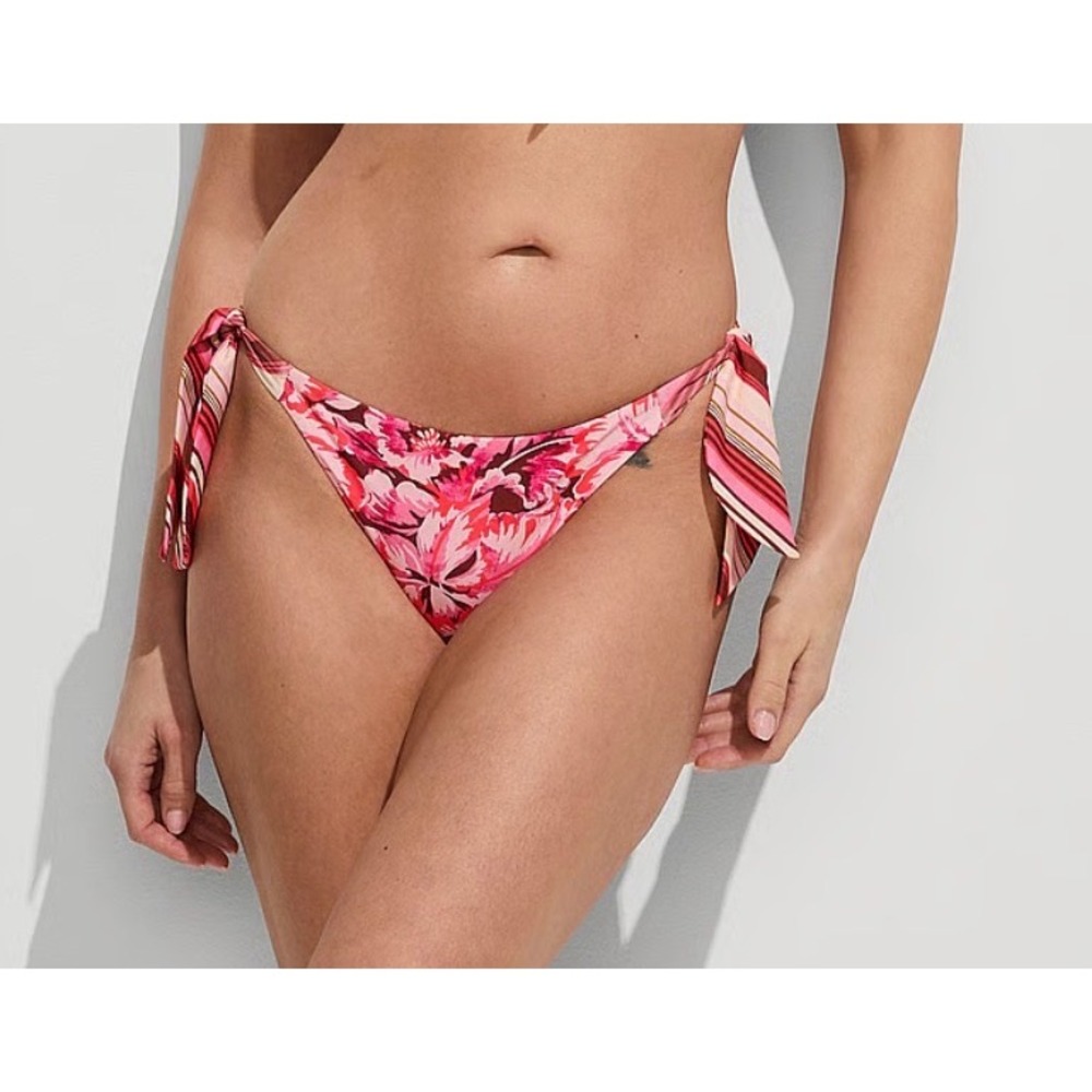 Victoria's Secret Pink Floral Tie-Side Bikini Bottoms – Women's Large – NWT
